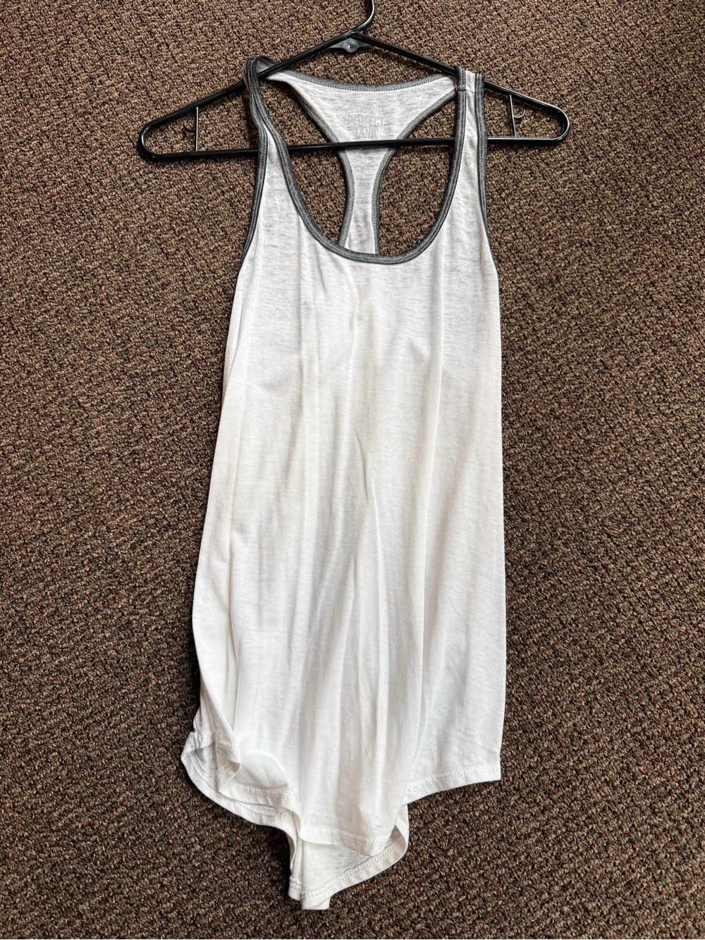 White Racerback Tank with Gray Trim